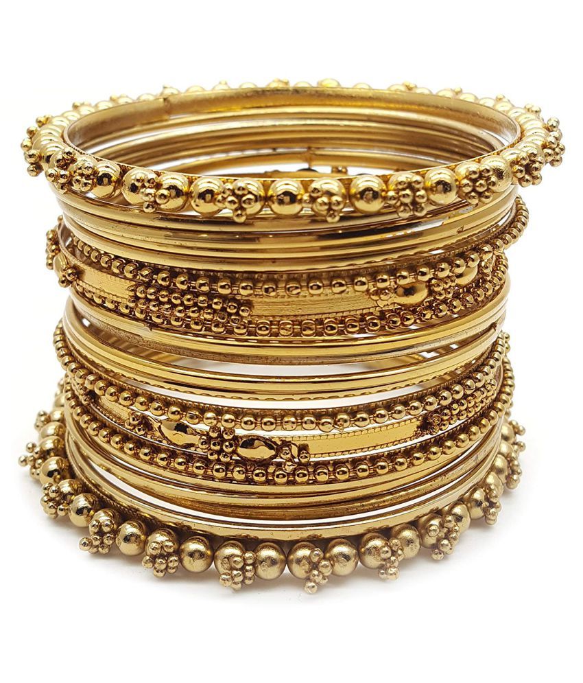     			YouBella Stylish Traditional Jewellery Gold Plated Bangle Set for Women (Golden)(YBBN_91103_2.4)