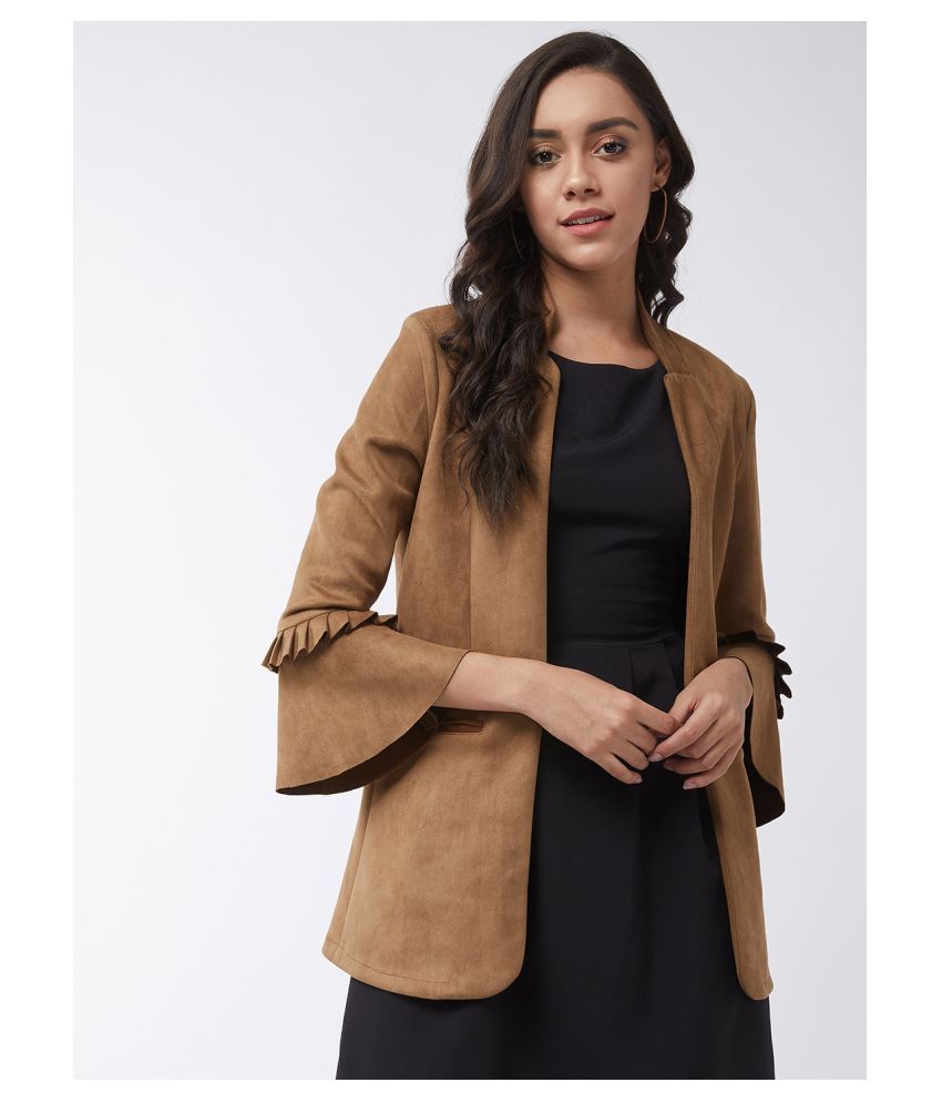     			Zima Leto Polyester Blend Summer Blazers - Brown Single