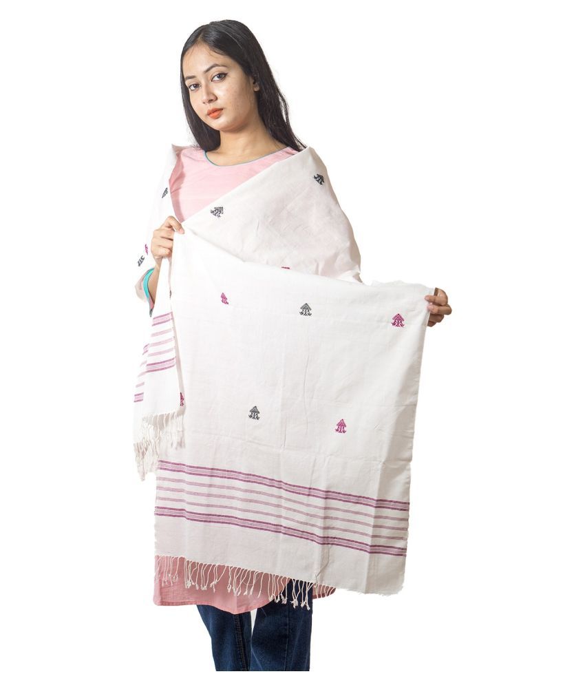 Tribes India Guwahati White Woven Shawl Single Price in India Buy