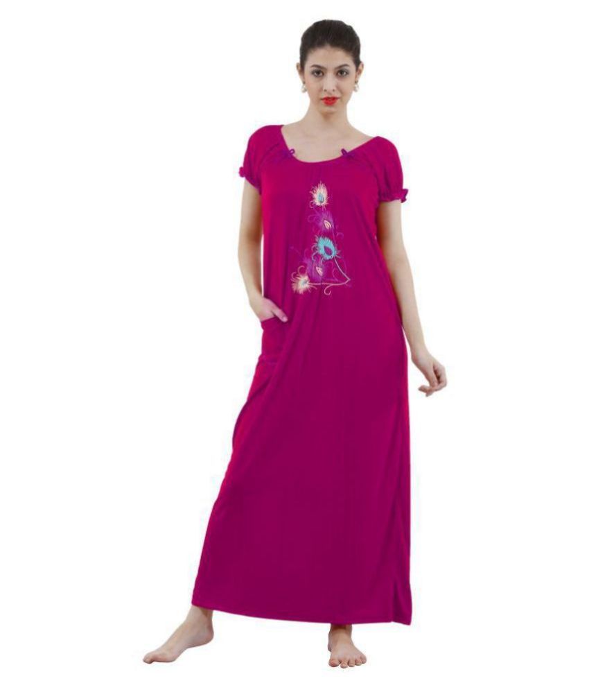     			Reposey Viscose Night Dress - Pink Single