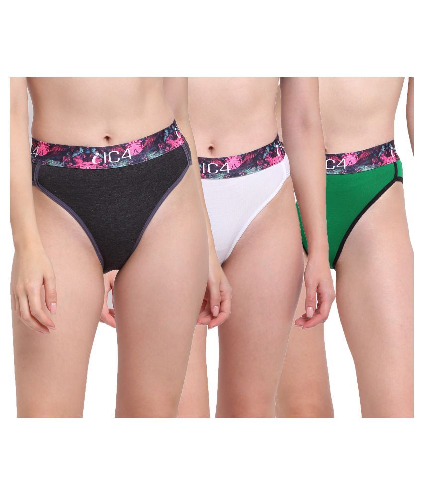     			IC4 Pack of 3 Cotton Lycra Women's Bikini Panties ( Multi Color )