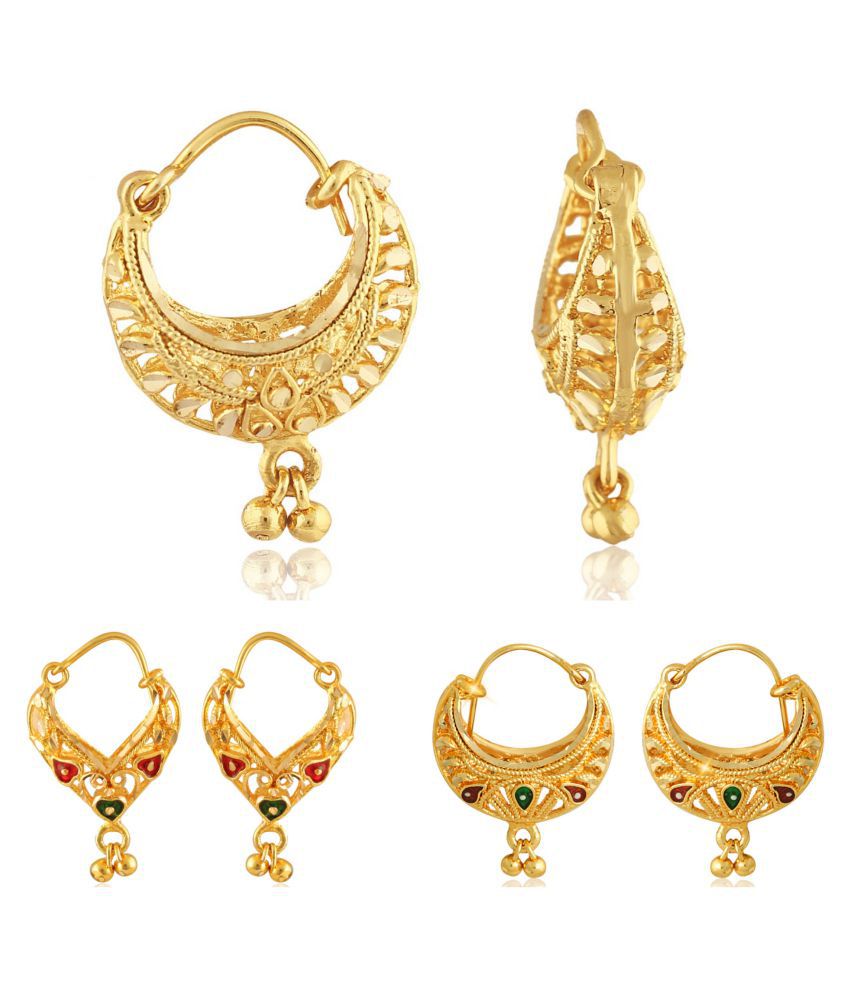     			Vighnaharta Gold Plated Clip on Bucket,basket and Chand Bali earring Combo For Women and Girls - VFJ1102-1181-1393ERG