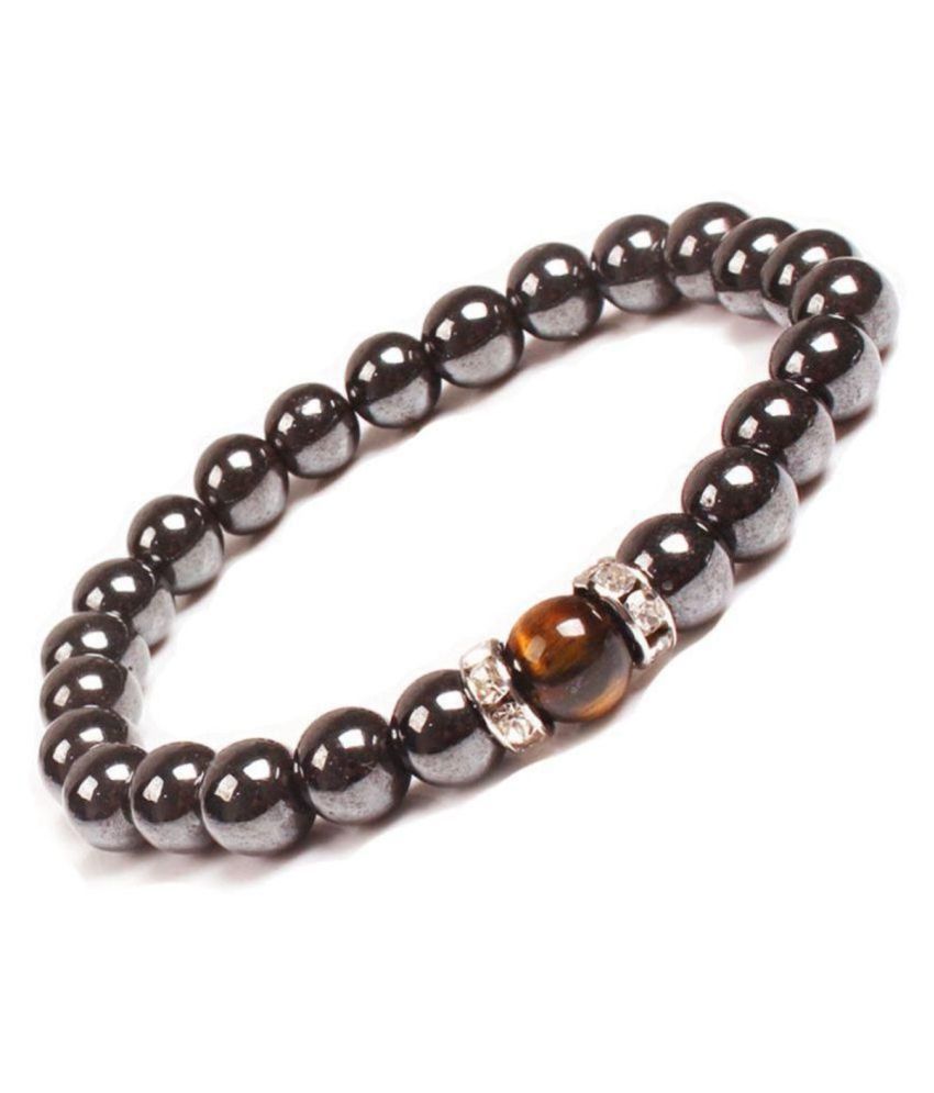     			8mm Silver Hematite and Tiger Eye Natural Agate Stone Bracelet
