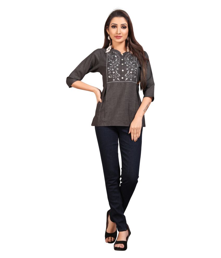     			Berrylicious - Dark Grey Cotton Women's Regular Top ( Pack of 1 )