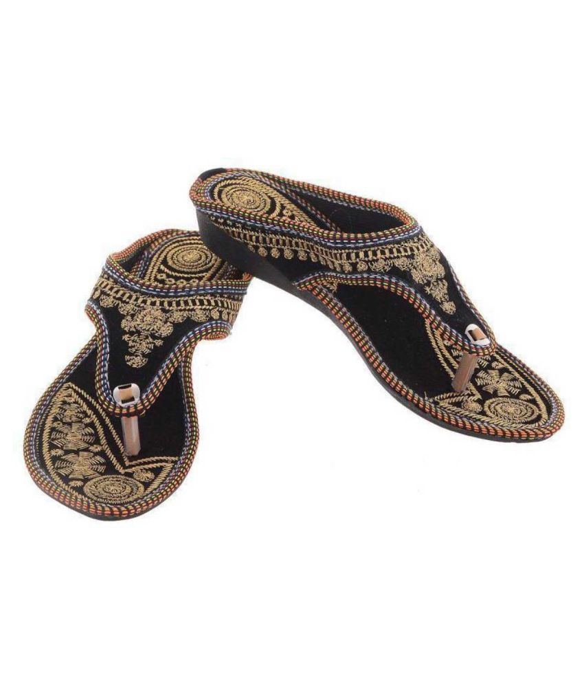     			Raj Black Ethnic Footwear