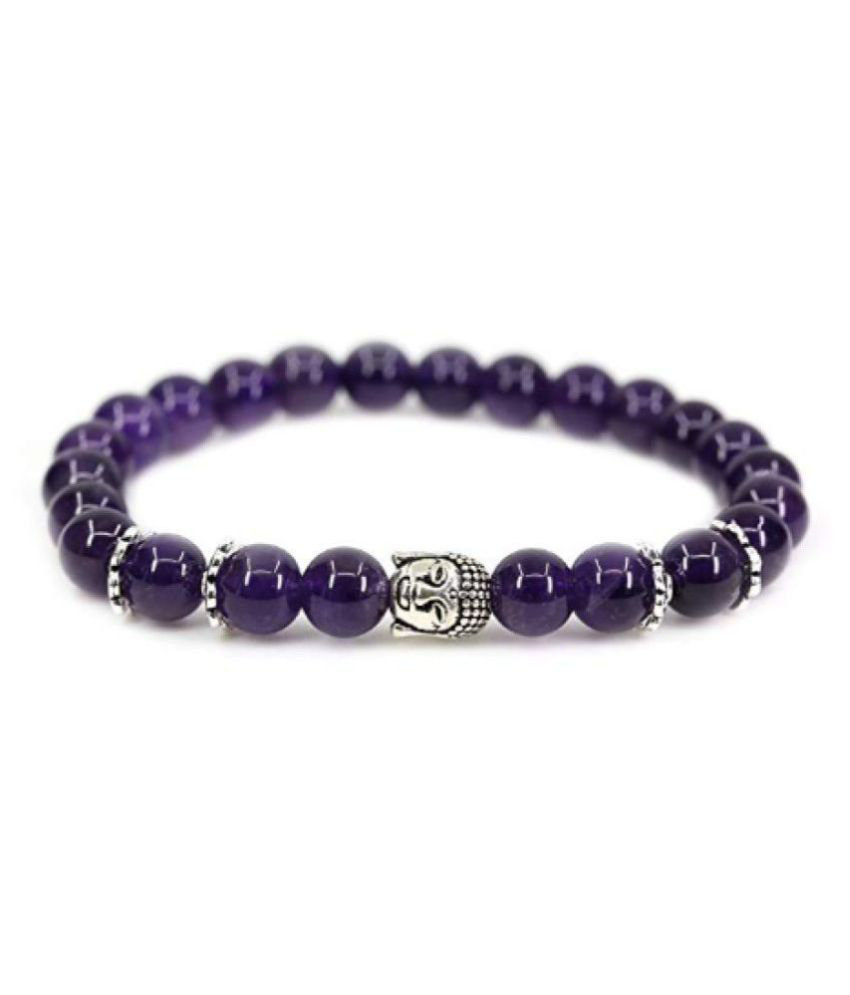     			8mm Purple Amethyst With Buddha Natural Agate Stone Bracelet