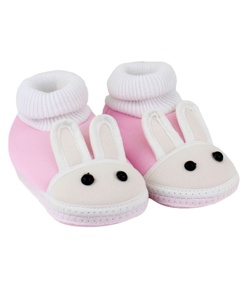     			Neska Moda Baby Boys And Baby Girls Pink Soft Slip On Booties For 0 To 6 Months BT373