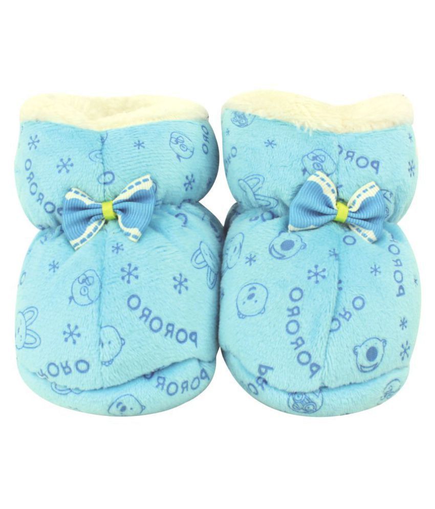     			Neska Moda Baby Boys & Girls Light Blue Cotton Fur Booties/Shoes For 0 To 12 Months-BT432