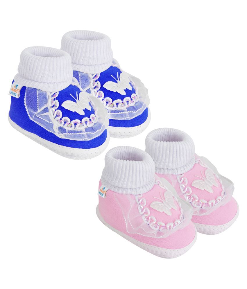     			Neska Moda Baby Girls Set Of 2 Pair Booties for 9 to 12 Months (Blue,Pink)-SK138andSK179