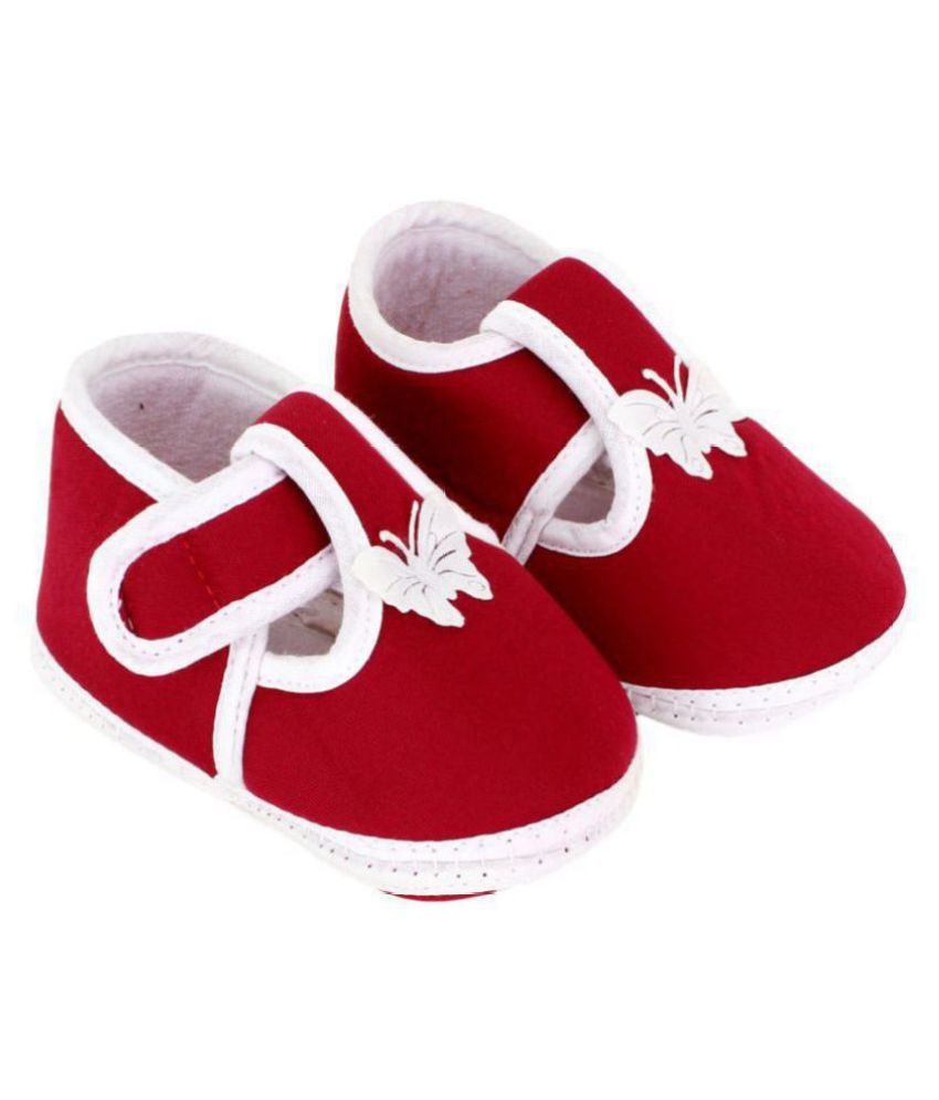 Neska Moda Baby Unisex Butterfly Maroon Booties/Shoes For 0 To 12 Months Infants-BT79