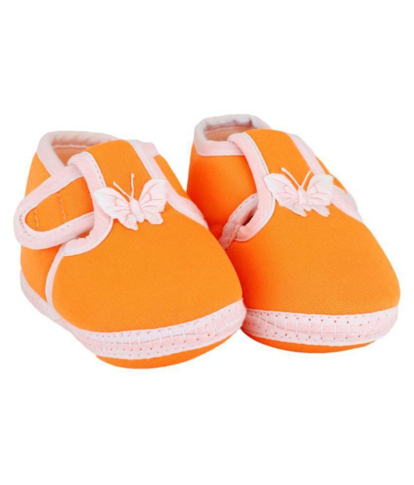     			Neska Moda Baby Unisex Butterfly Orange Booties/Shoes For 0 To 12 Months Infants-BT2