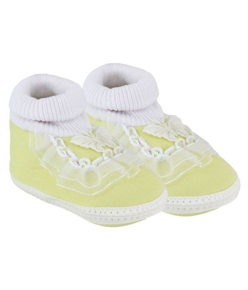     			Neska Moda Baby Unisex Frill Butterfly Yellow Booties/Shoes For 0 To 12 Months Infants-SK141