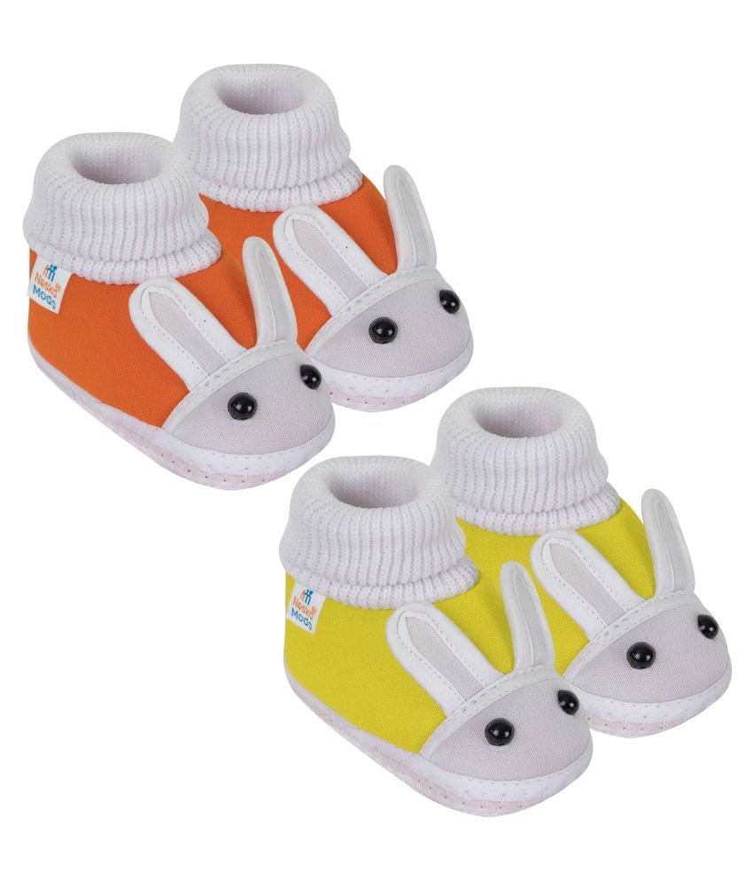     			Neska Moda Unisex Set Of 2 Pair Booties for 6 to 9 Months (Orange,Yellow) -SK131andSK148