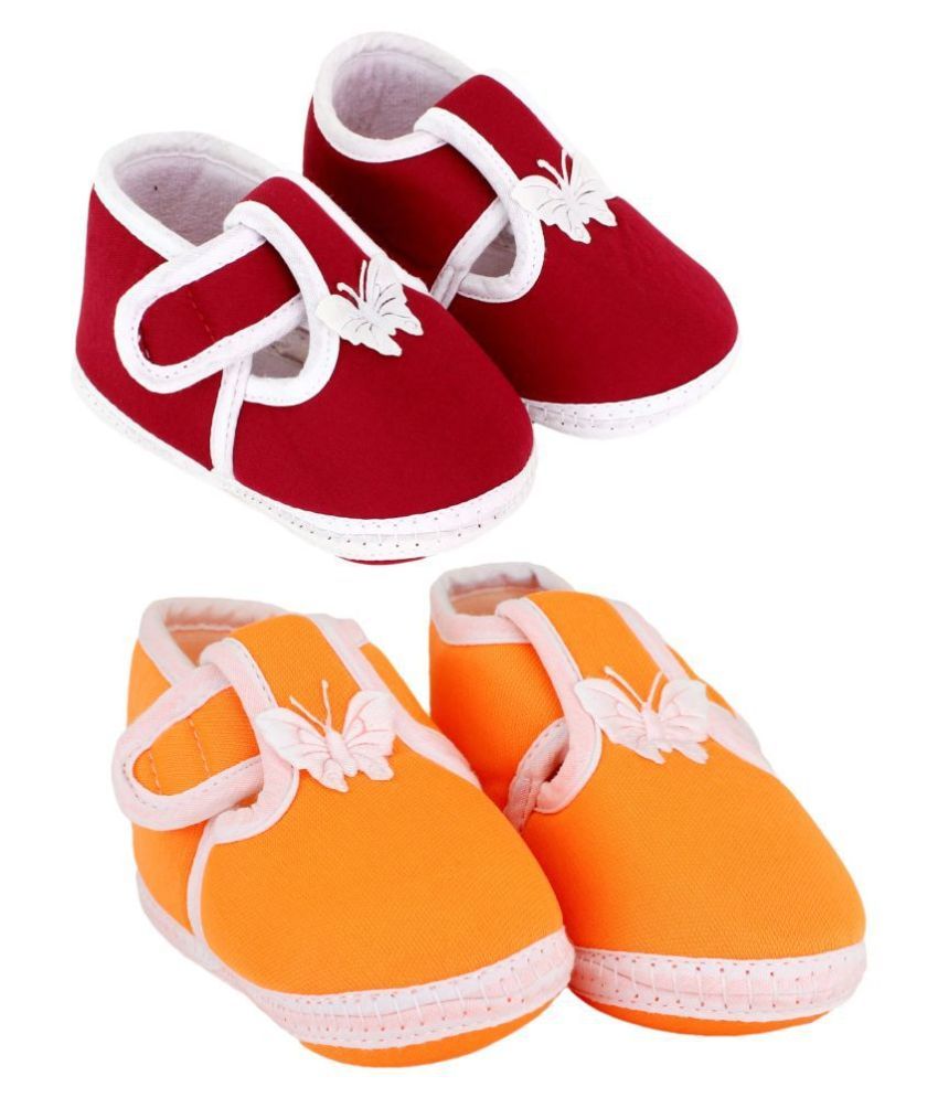     			Neska Moda Unisex Set Of 2 Booties For 6 To 12 Months (Orange,Maroon)