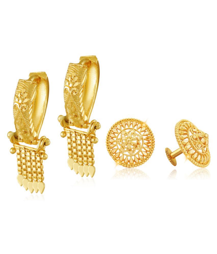     			Vighnaharta Beautiful Gold Plated Clip on Bucket,basket Chand Bali and Screw Stud  earring Combo For Women and Girls -VFJ1123-1443ERG