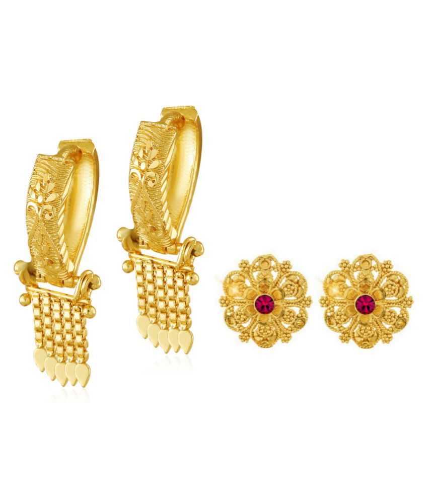     			Vighnaharta Elegant Twinkling Beautiful Gold Plated Clip on Bucket,basket Chand Bali and Screw Stud  earring Combo For Women and Girls -VFJ1140-1443ERG