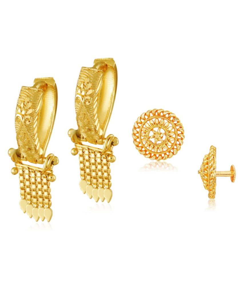     			Vighnaharta Shimmering Beautiful Gold Plated Clip on Bucket,basket Chand Bali and Screw Stud  earring Combo For Women and Girls -VFJ1109-1443ERG