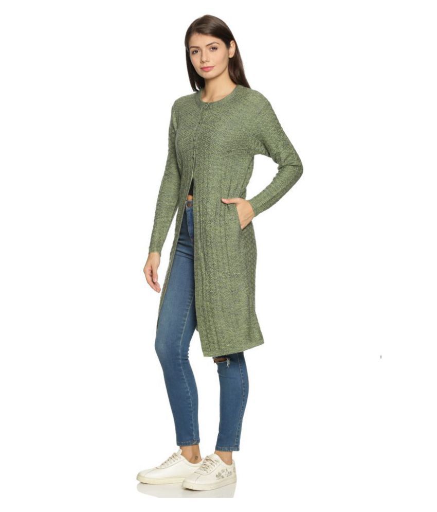     			Clapton Acrylic Green Buttoned Cardigans -