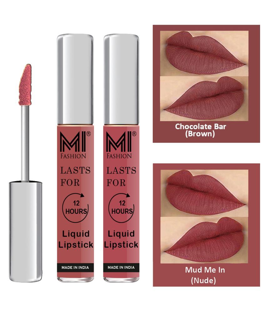     			MI FASHION Highly pigmented Lip Gloss Liquid Lipstick Nude Brown Pack of 2 6 mL