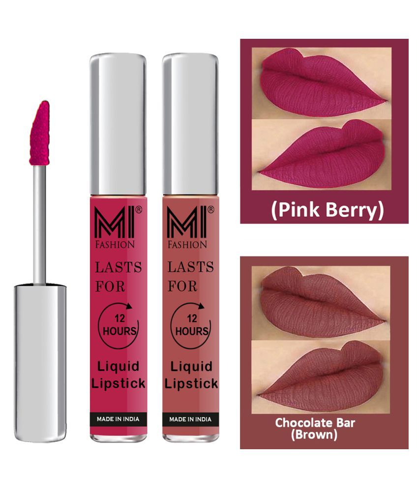     			MI FASHION Highly pigmented Lip Gloss Liquid Lipstick Brown Pink Pack of 2 6 mL