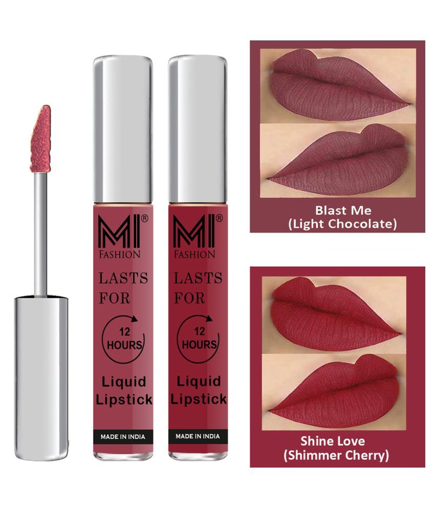     			MI FASHION Highly pigmented Lip Gloss Liquid Lipstick Shimmer Cherry Chocolate Pack of 2 6 mL