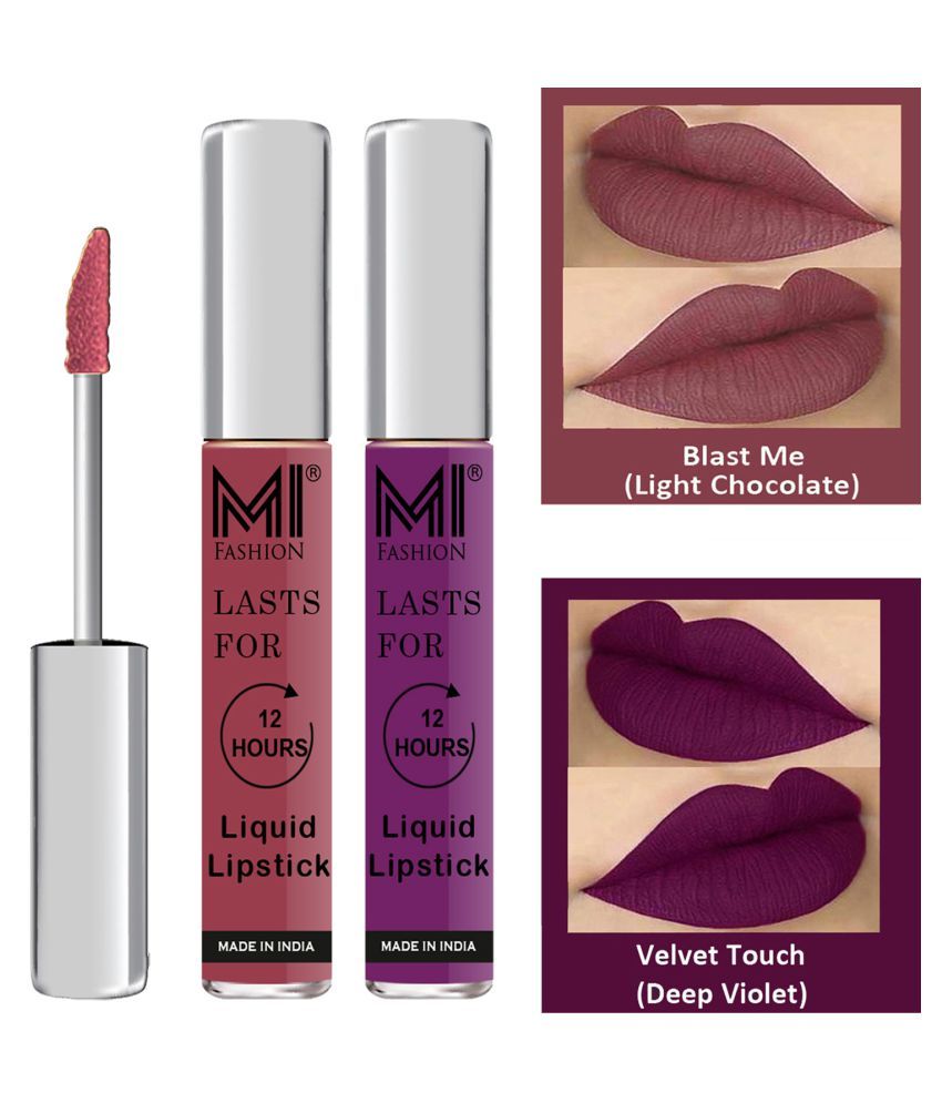     			MI FASHION Highly pigmented Lip Gloss Liquid Lipstick Deep Violet Chocolate Pack of 2 6 mL