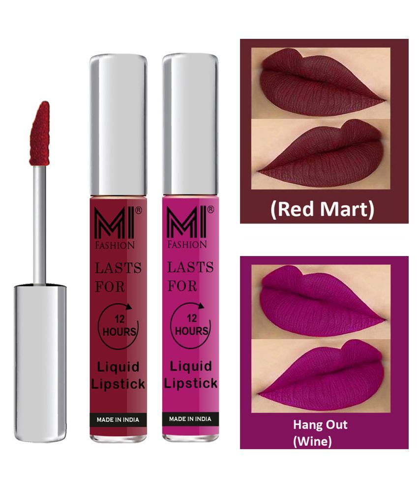     			MI FASHION Highly pigmented Lip Gloss Liquid Lipstick Wine Red Pack of 2 6 mL