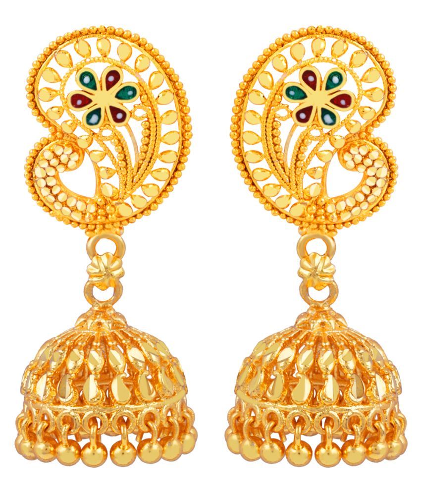     			Silver Shine Elegant Traditional Gold Plated Jhumka Earring For women Girls