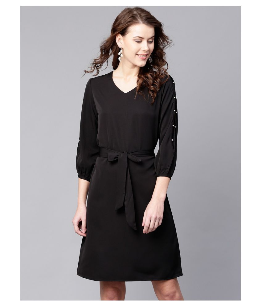     			Zima Leto Polyester Black A- line Dress - Single