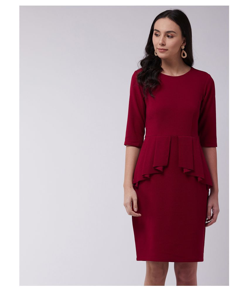     			Zima Leto Polyester Red Fit And Flare Dress - Single