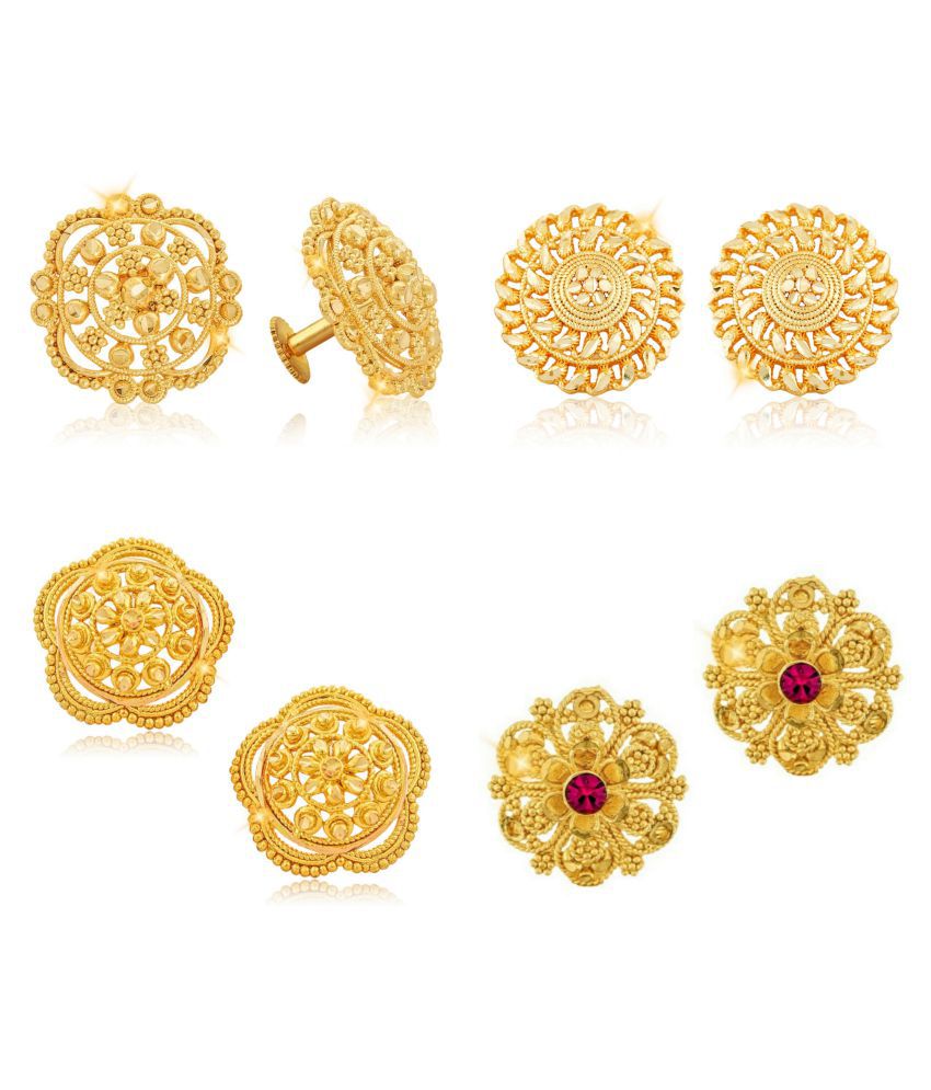    			Vighnaharta Sizzling Graceful Alloy Gold Plated Stud Earring Combo set For Women and Girls ( Pack of- 4 Pair Earrings)-VFJ1124-1171-1117-1140ERG