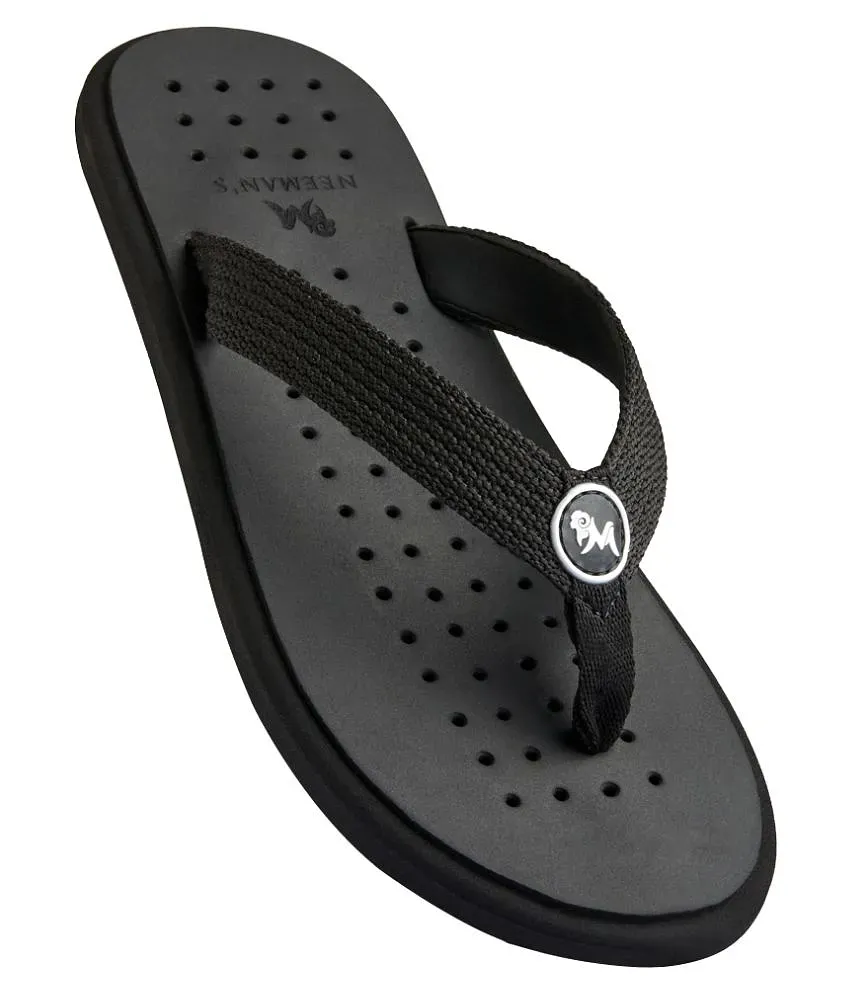 Neemans Black Fabric Thong Flip Flop