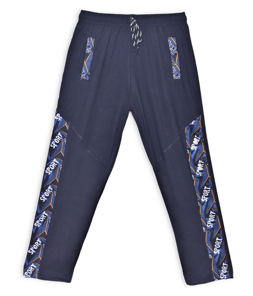     			Fashionable navy blue color track pant in 100% cotton for boys