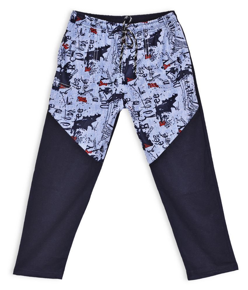     			Fashionable navy blue color track pant in 100% cotton for boys