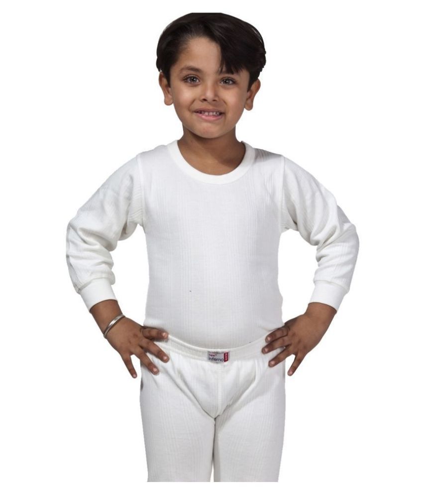     			Lux Inferno Boys & Girls White Round Neck Full Sleeves Thermal Upper/Top/Vest - Pack of 1