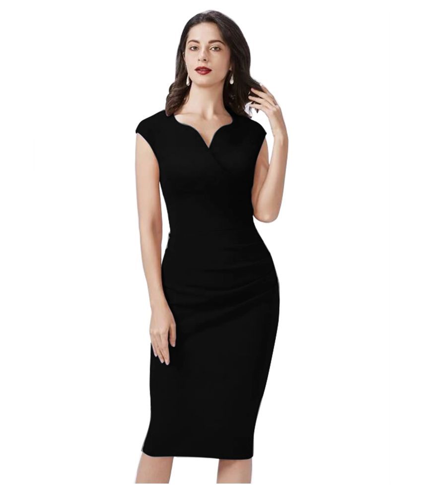     			ALEKYA Polyester Black Bodycon Dress - Single