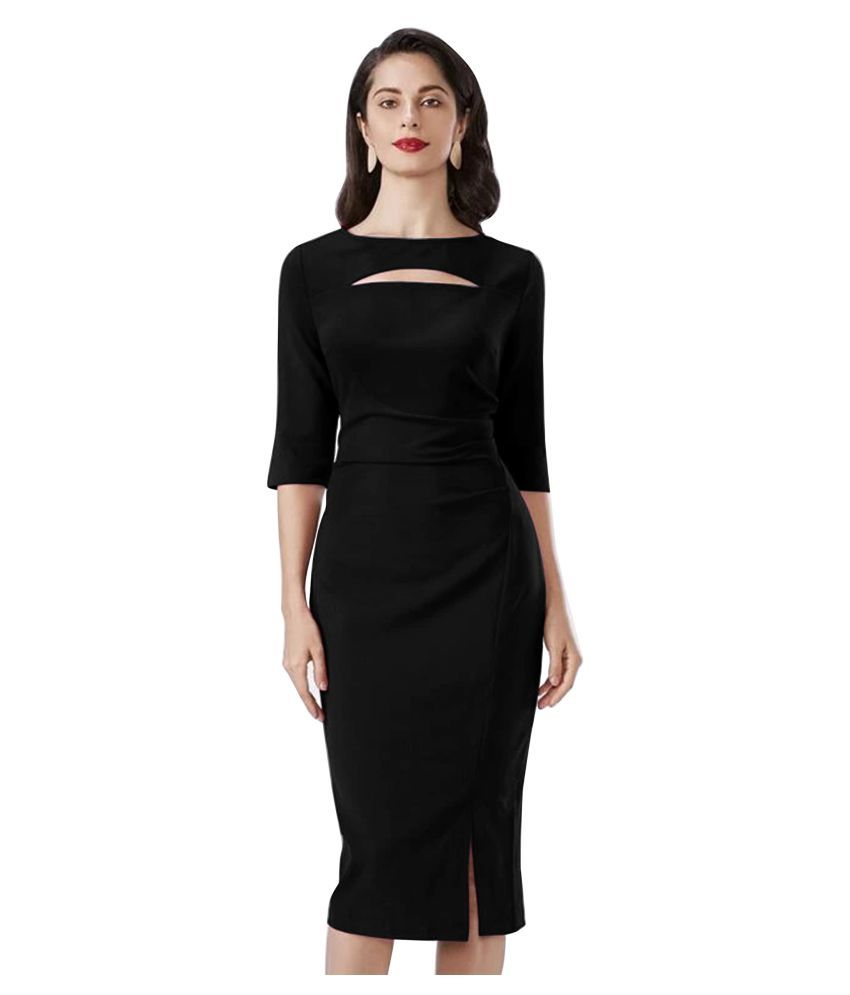     			ALEKYA Polyester Black Bodycon Dress - Single