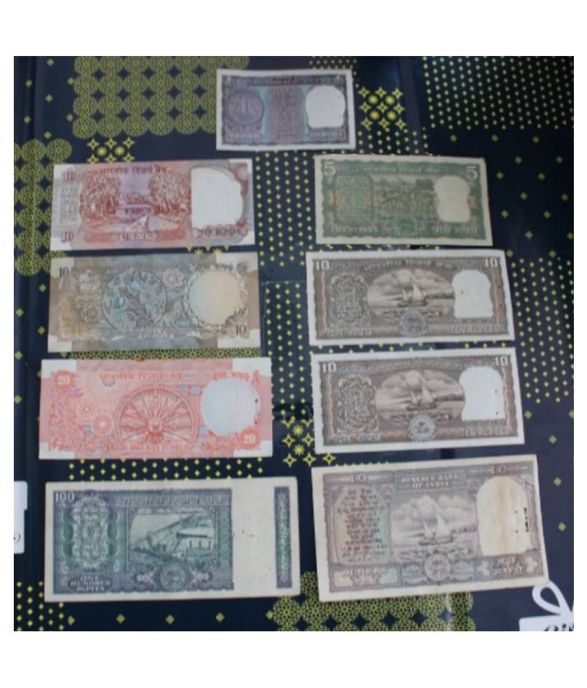     			(Collectors 9 Pcs Pack) 10 Rupees Ship, Shalimar & Peacock 9 Types of issue in Fine Condition Very Rare Collection
