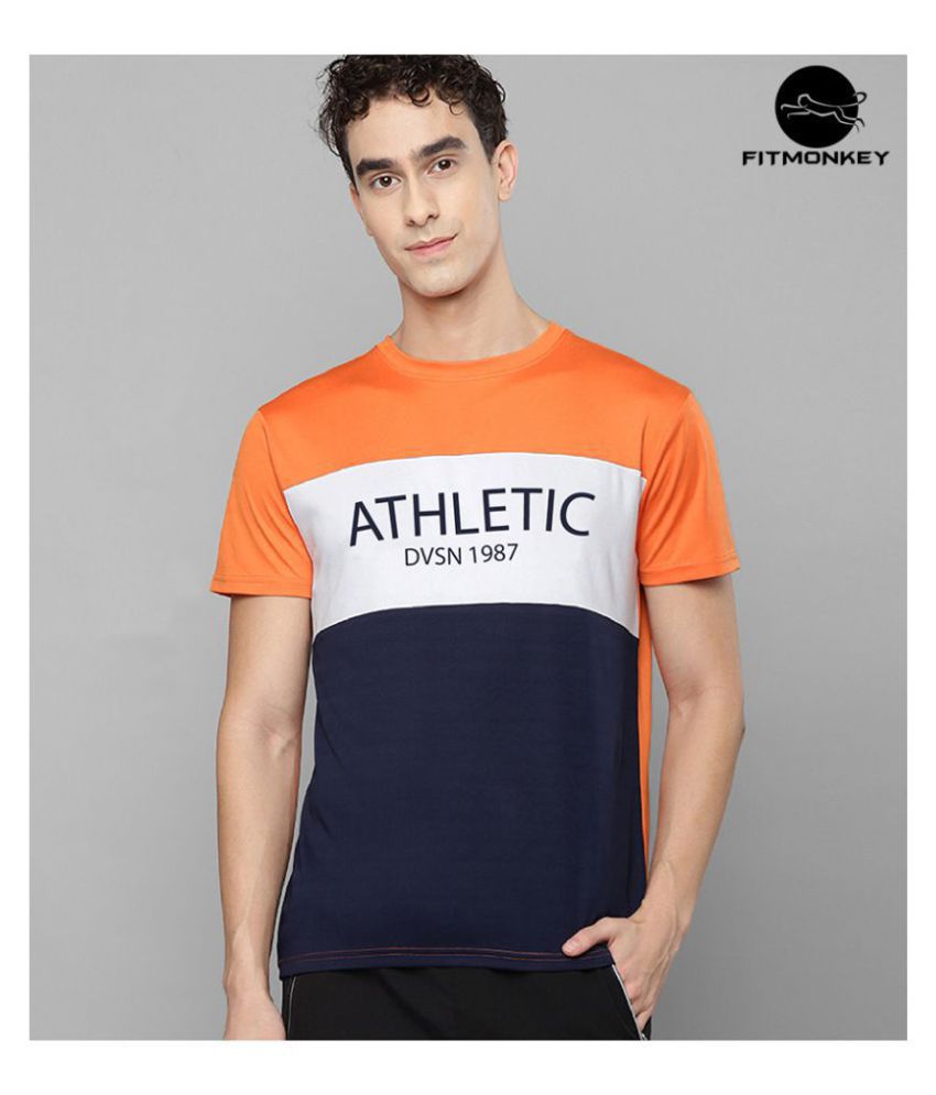 FITMonkey - Multicolor Polyester Regular Fit Men's Sports T-Shirt ( Pack of 1 )