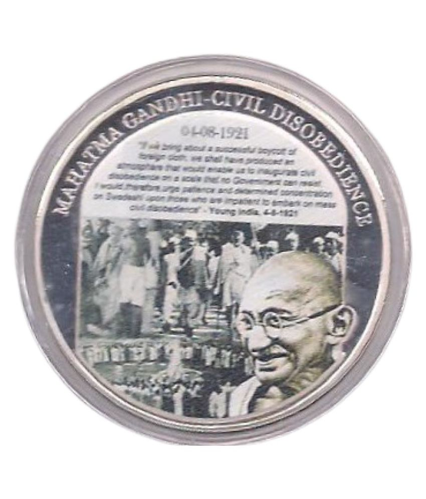     			Mahatma Gandhi Civil Medallion Rare Silverplating Coin