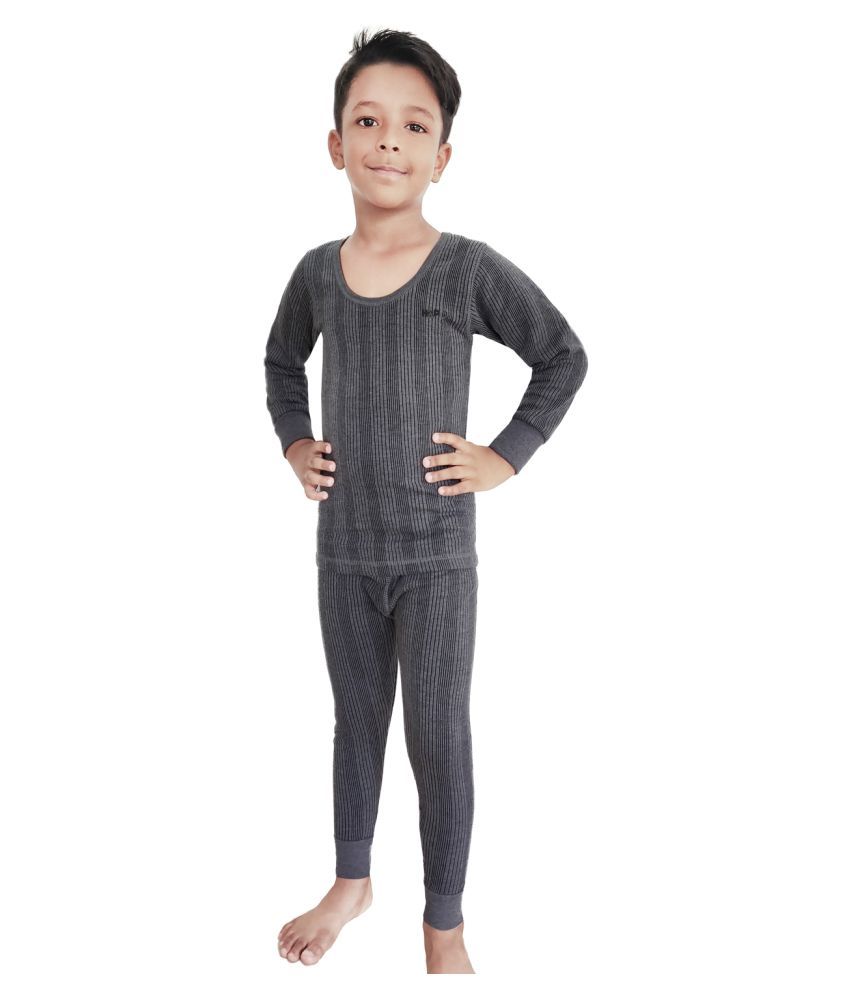     			HAP Kings Round Neck Grey Melange Winter Thermal Set of Top Trouser /Thermal for Boys and Girls/ kids thermal