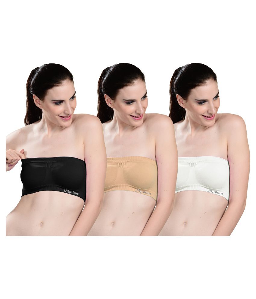     			Madam Pack of 3 Polyamide Non Padded Women's Tube Bra ( Multi Color )