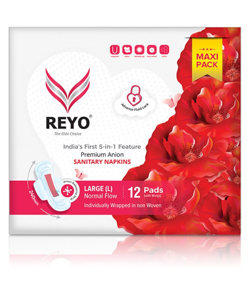 REYO ANION Itching Free Sanitary Pads (pack of 2) Large 24 Sanitary
