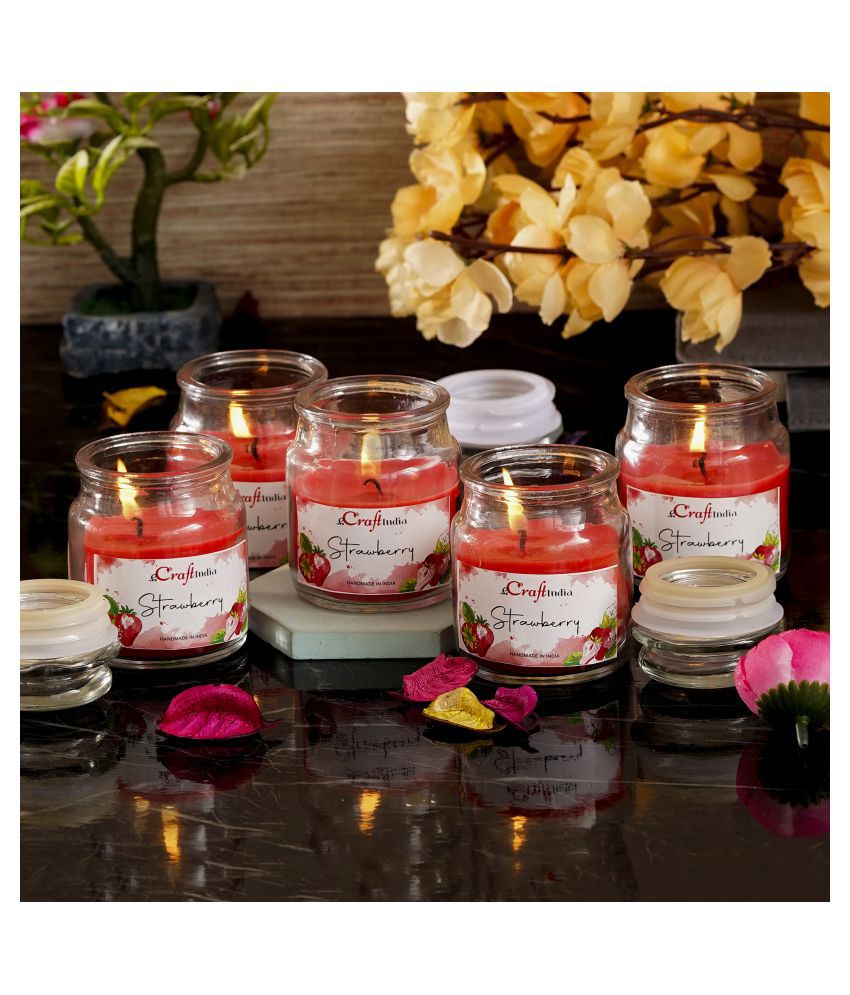     			eCraftIndia Strawberry Votive Jar Candle Scented - Pack of 5