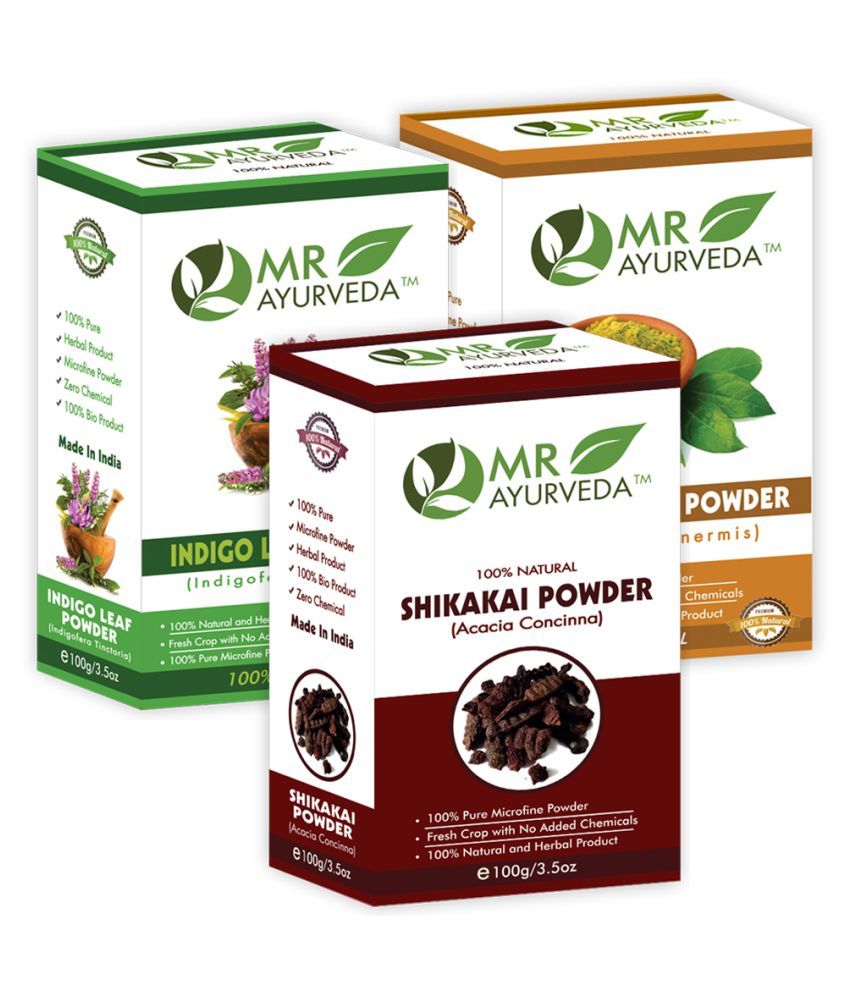     			MR Ayurveda 100% Herbal Shikakai, Indigo and Henna Powder Hair Scalp Treatment 300 g Pack of 3