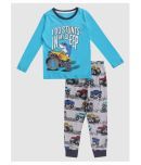 Lazy Shark Boys Cotton Blend Tshirt & Pajama Set ( Blue )