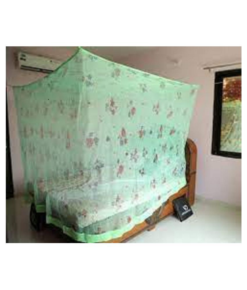     			Loom & Tiles Single Green Floral Mosquito Net