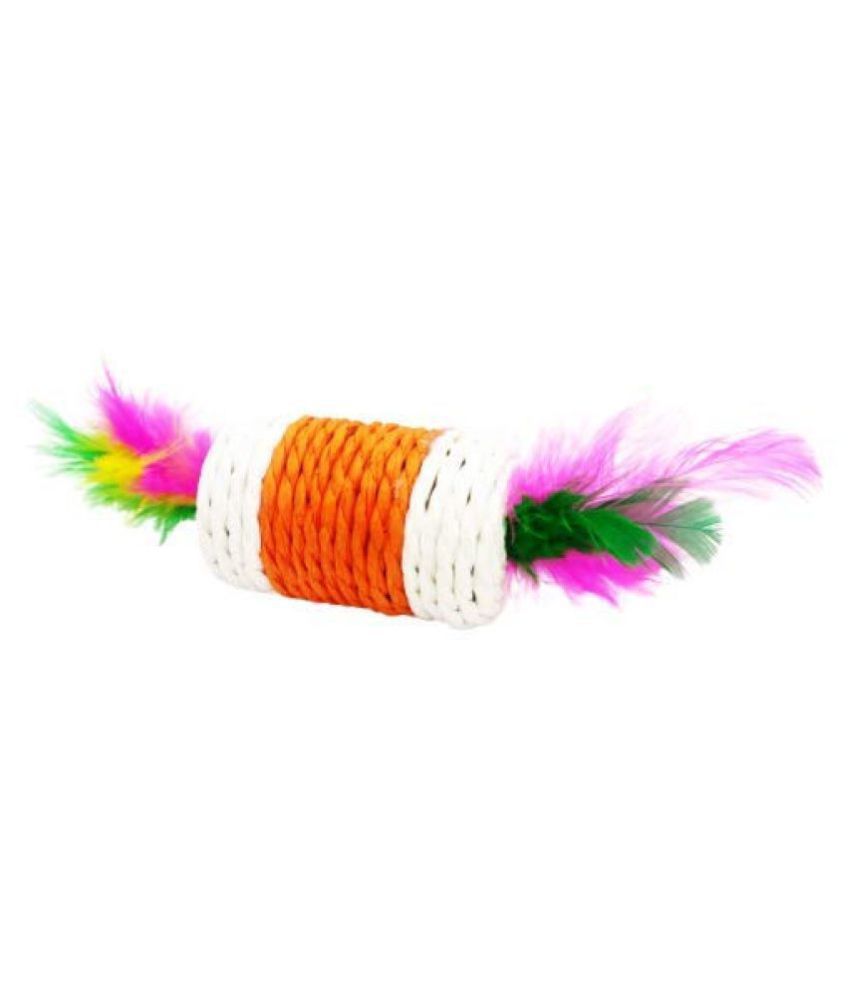 KOKIWOOWOO Throw Toy Turkey Hair Color Badminton Jute Tough Toy for Cat