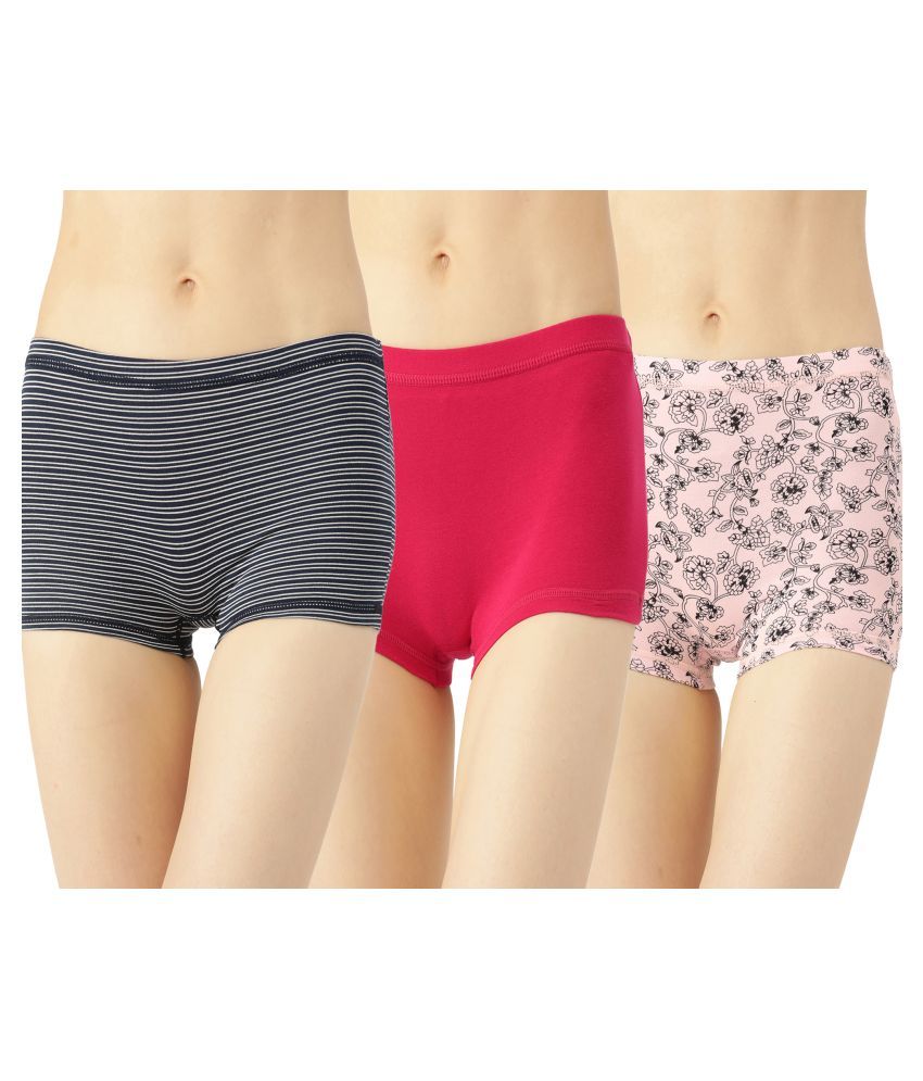     			Leading Lady Pack of 3 Cotton Women's Boy Shorts ( Multi Color )