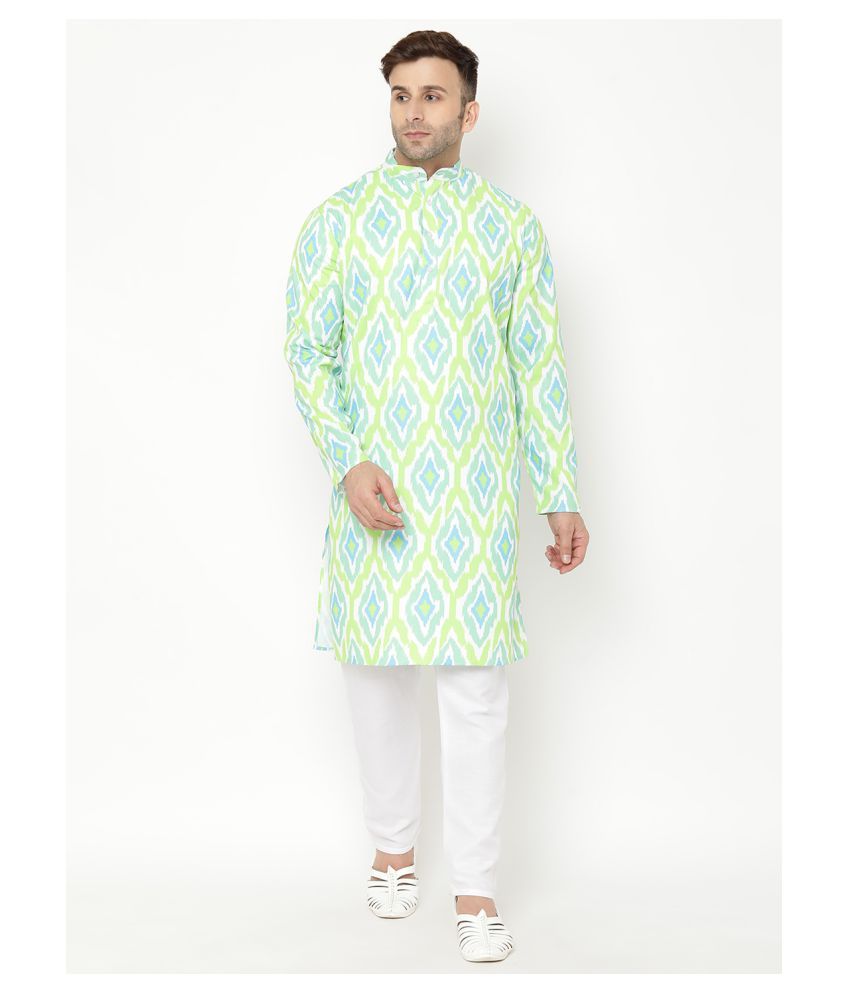     			Hangup Green Cotton Kurta Pyjama Set Single Pack